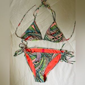 Victoria Secret Pink Tropical Bikini Top Large - Bottoms Medium